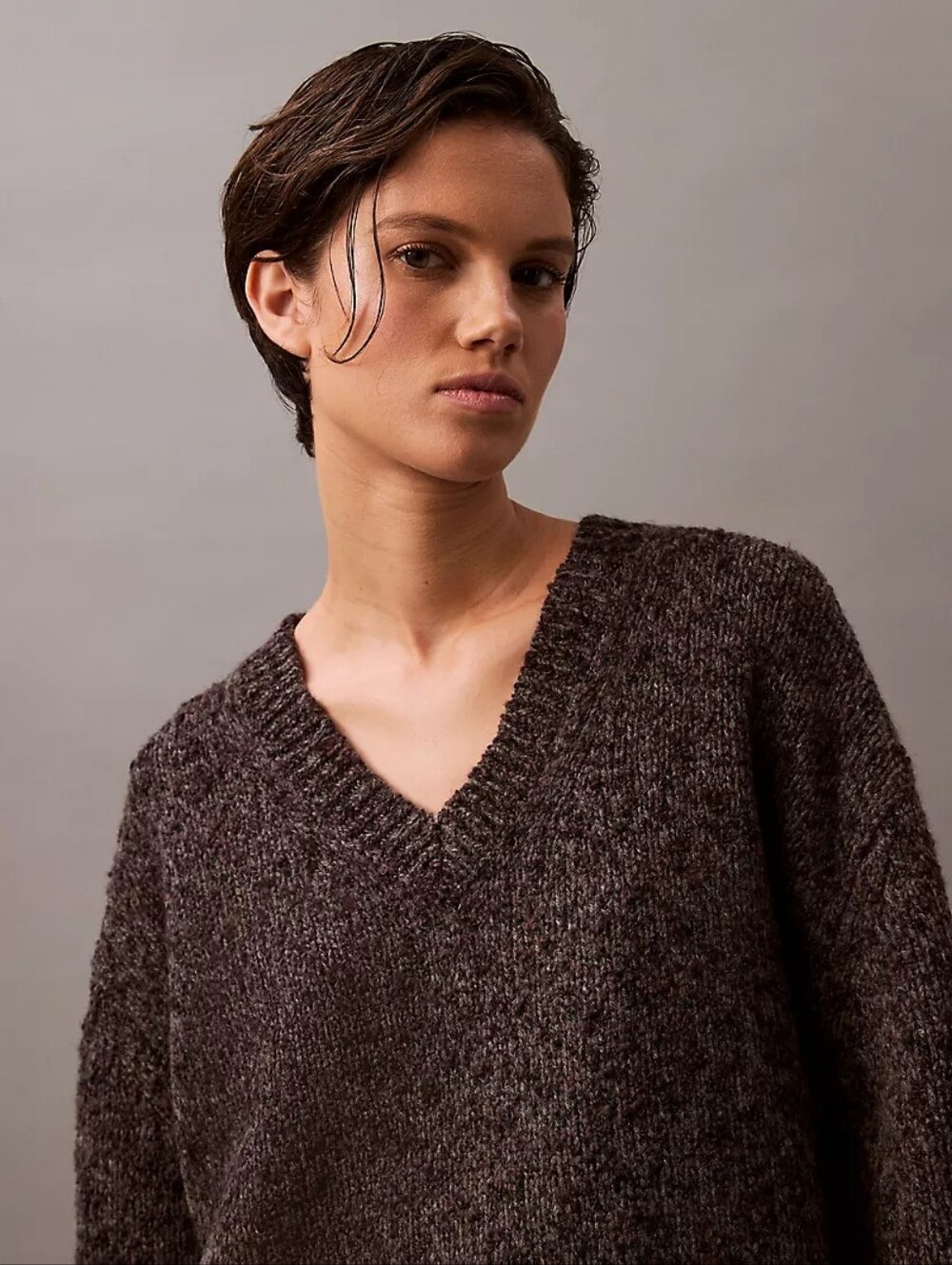 Calvin Klein Studio Melange Wool V-Neck Sweater